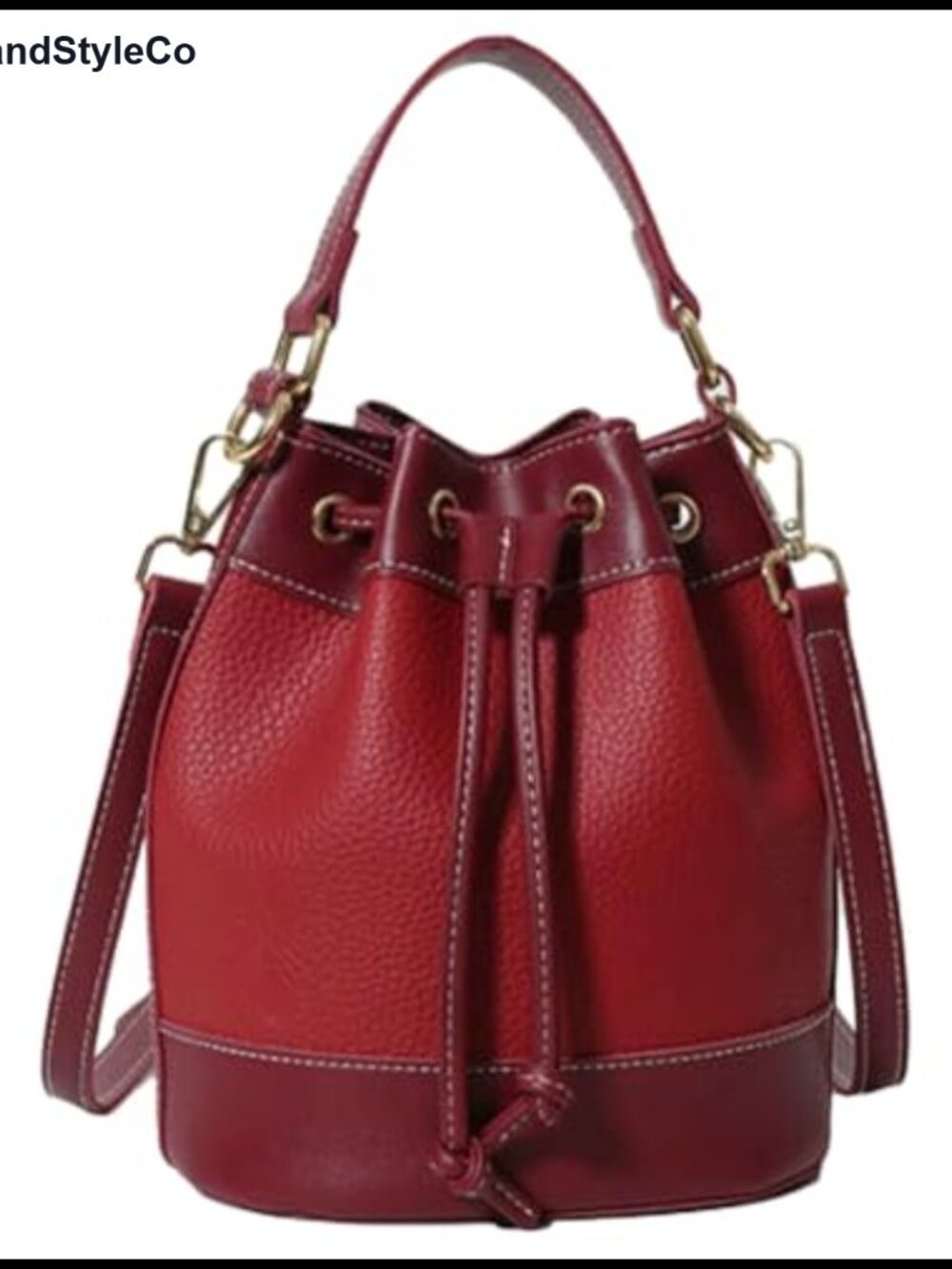 Faux Leather Drawstring Bucket Bag with Adjustable Strap